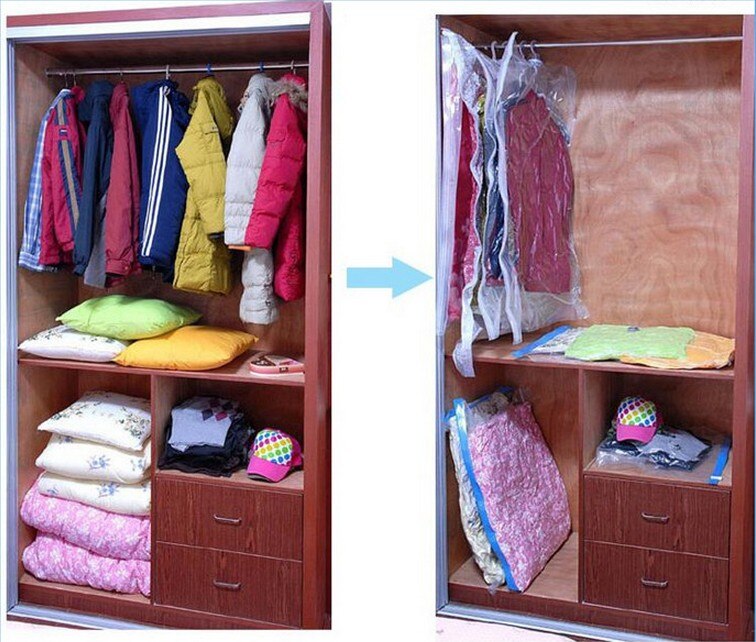 Vacuum Bag Transparent Border Foldable Extra Large Compressed Organizer Storage Bag Saving Space Seal Bags Free