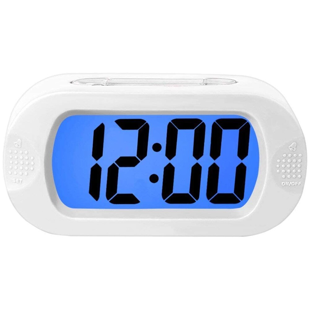 LCD Digital Alarm Clock Electric Display Clock Silicone Shell Luminous Desktop Clock for Children Living Room Desk Clock: White