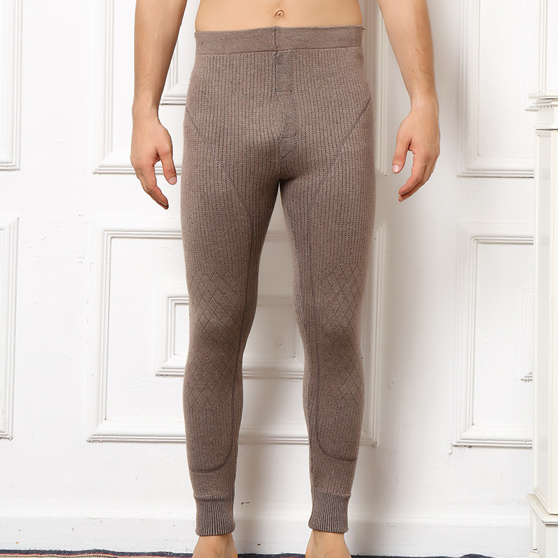 Leggings Double plus épais en cachemire et laine pour homme, pantalon tricoté , Long, pour l'hiver, 3 couleurs,