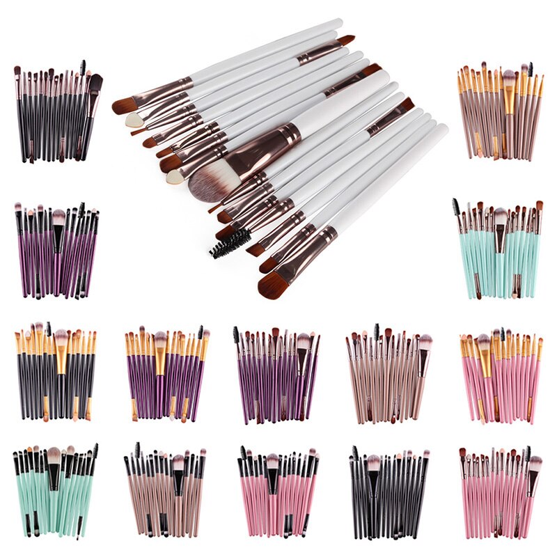 15pc Makeup Brushes Soft Nylon Hair Cosmetic Tools Portable Powder Eye Shadow Foundation Blush Blending Beauty Tools косметика