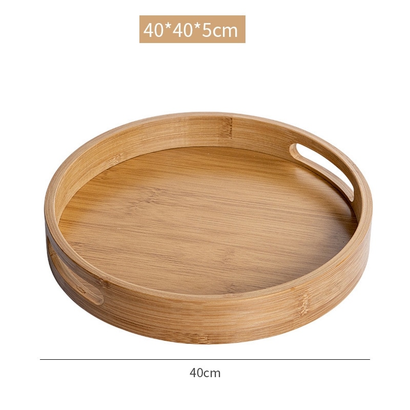 TOPINCN ronde vorm massief hout maaltijden serveren dienblad thee koffie snackplaat thuis keuken restaurant trays 37,5 cm