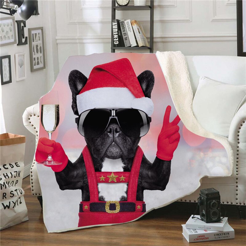 Onglyp plaid deken stoute hond stoute kat print dikkere sherpa fleece warme dekens voor bed bank bank stoel gezellige dekens: Type 9 / 150200cm