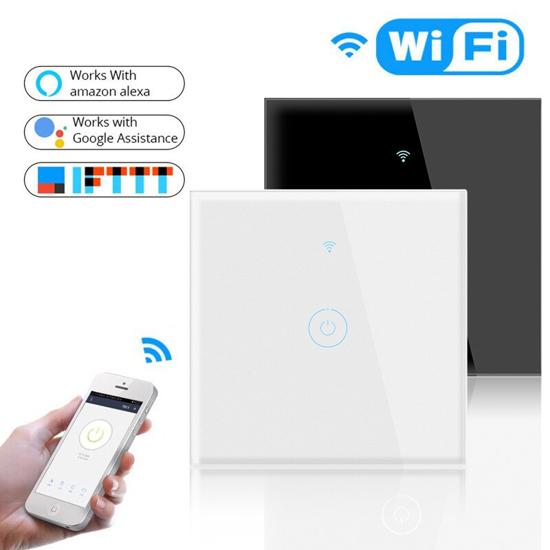 Wifi Muur Touch Switch Eu Standaard Draad Slimme Lichtschakelaar 1/2/3/4 Gang 220-240V tuya Smart Home Ondersteuning Alexa Google Thuis