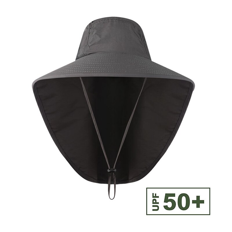 Udendørs fiskeklappe hætte bred brede solskærm foldbart mesh svedbånd halsdæksel spand hat camping cap