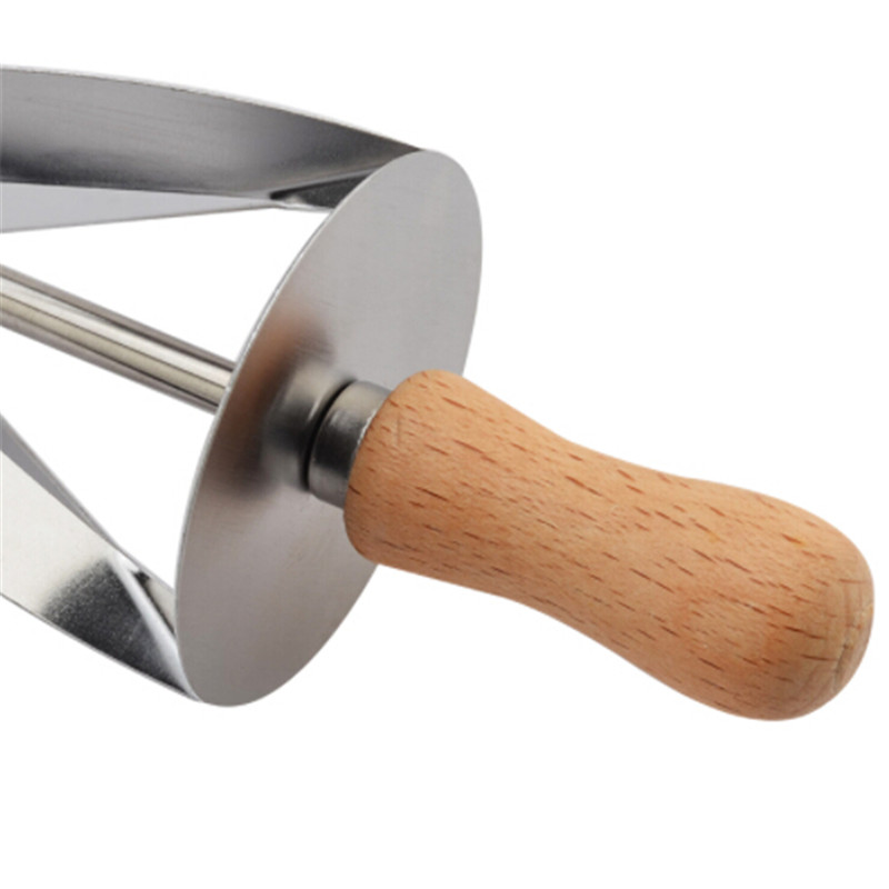 1 st rostfritt stål rullskärare för att göra croissant bröd hjul deg bakverk kniv träskaft bakning kökskniv