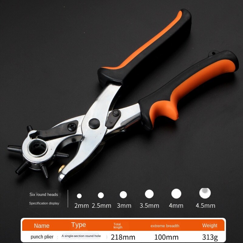 Labor-Saving Leather Belt Puncher Multi-Function Puncher Pliers Waistband Belt Strap Watch Drilling Excavator Tool: single round  hole