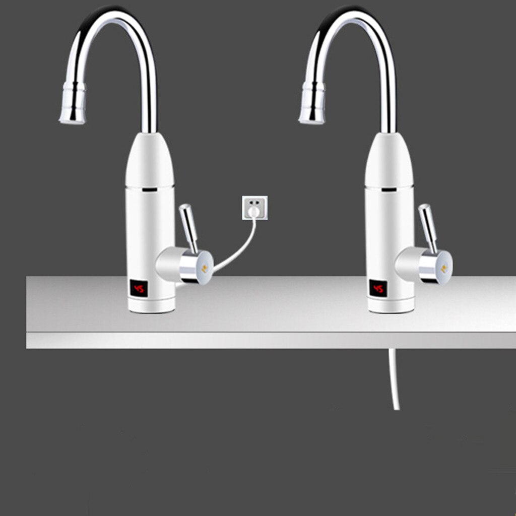 360° Rotating Faucet Electric Water Tap Instantaneous Water Heater Sink Fitting LED Temperature Display Stainless Steel Faucets