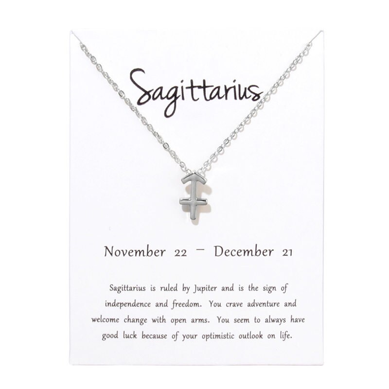 Libra-collar con colgante de 12 Constelaciones para mujer, cadena del zodiaco, joyería de cumpleaños: Sagittarius