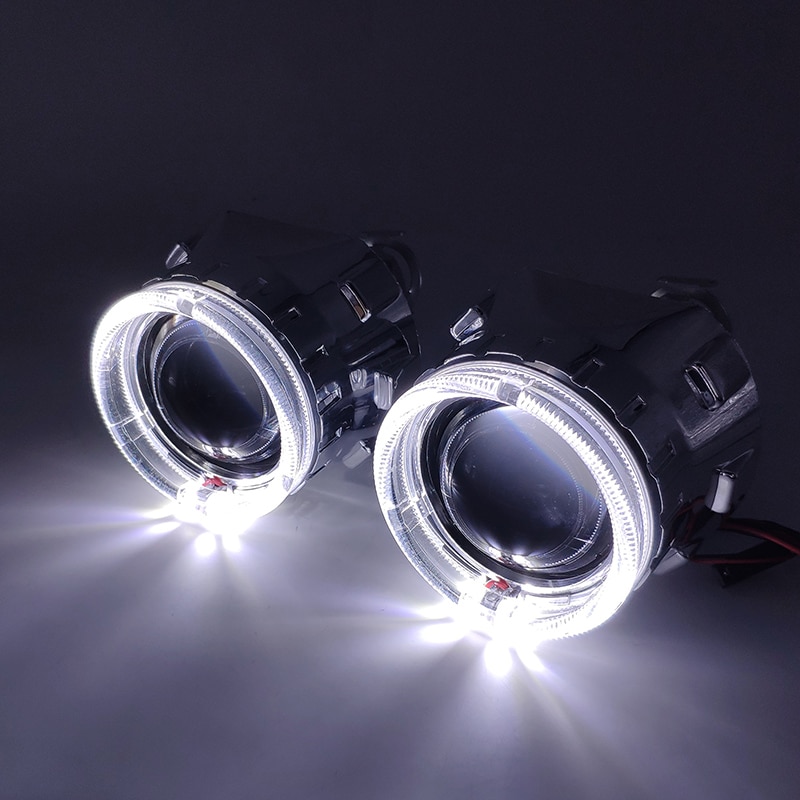Bil styling led kørelys engel øjne hid bi xenon projektor linser til forlygter  h4 h7 bil eftermontering forlygte linse