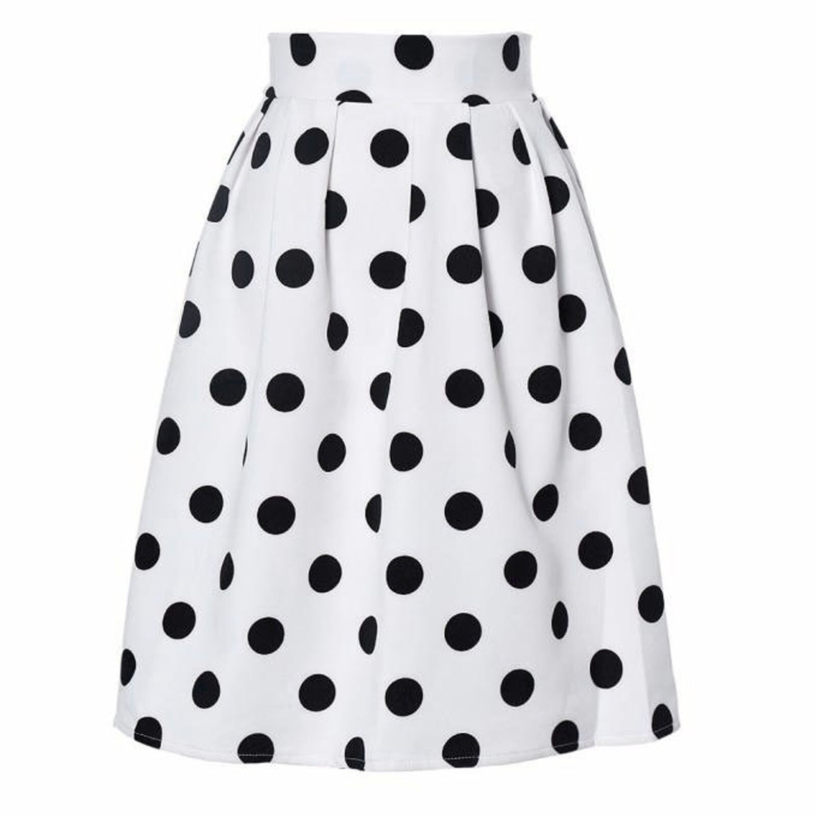 Falda blanca para mujer, falda informal estilo Harajuku con estampado de lunares, estilo Retro, para verano