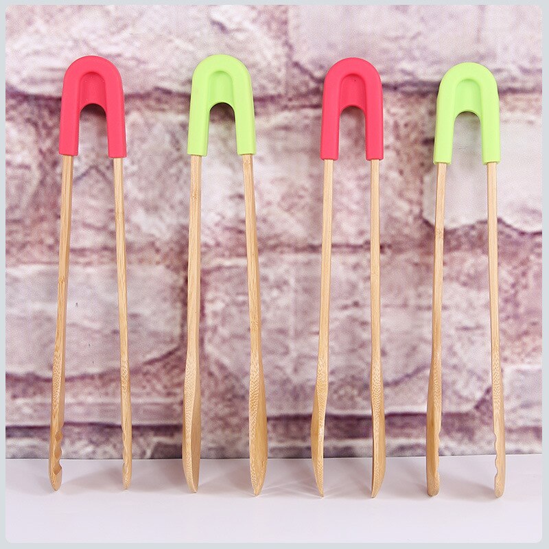 Bamboe Keuken Tang Hout Voedsel Toast Dienst Tang Serveren Voorgerechten Desserts Salades Brood Barbecue Pastry Klem Pincet Clip