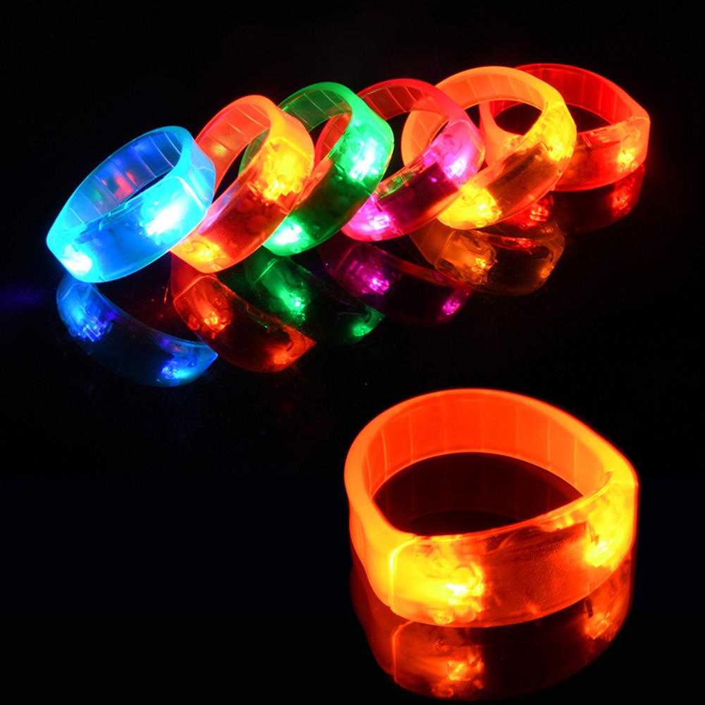 20 piezas Rave Control de voz pulseras Led luminosa pulsera brillante juguetes para los niños Festival suministros para