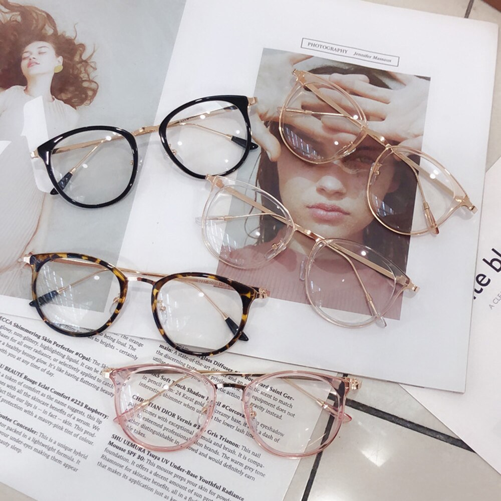 Montura de gafas redondas de gran tamaño para mujer y hombre, lentes ópticas transparentes de estilo Vintage, con luz azul, para miopía, 1 Uds.