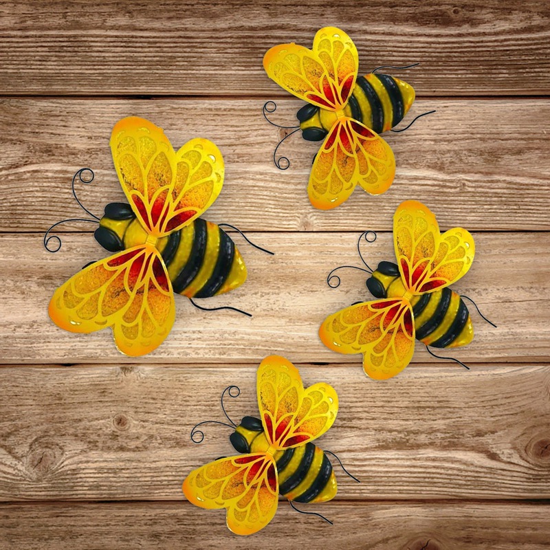 ! Bee Festival Decoration Bee Garden Decoration Statue Countryside Style Bee Outdoor Wall Sculptures Fence Ornament