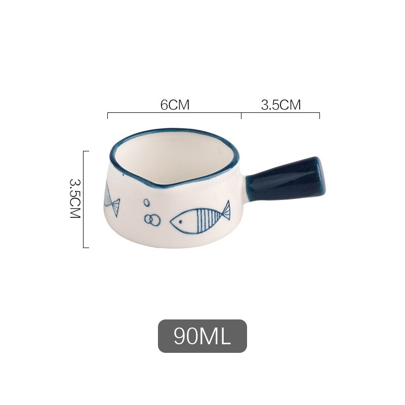 Ceramic Mini Milk Jug With Handle Japanese Sauce Saucer Coffee Sugar Bubble Pot Flower Pattern Kitchen Tableware: C