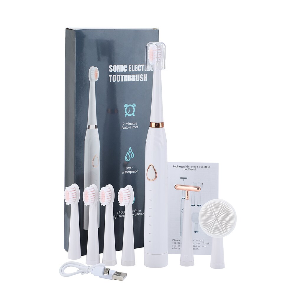 3 in 1 Schall- Elektrische Zahnbürste Gesichts Reinigung Pinsel Gesicht Vibration Heben Massgager Oral Pflege Zähne Aufhellung