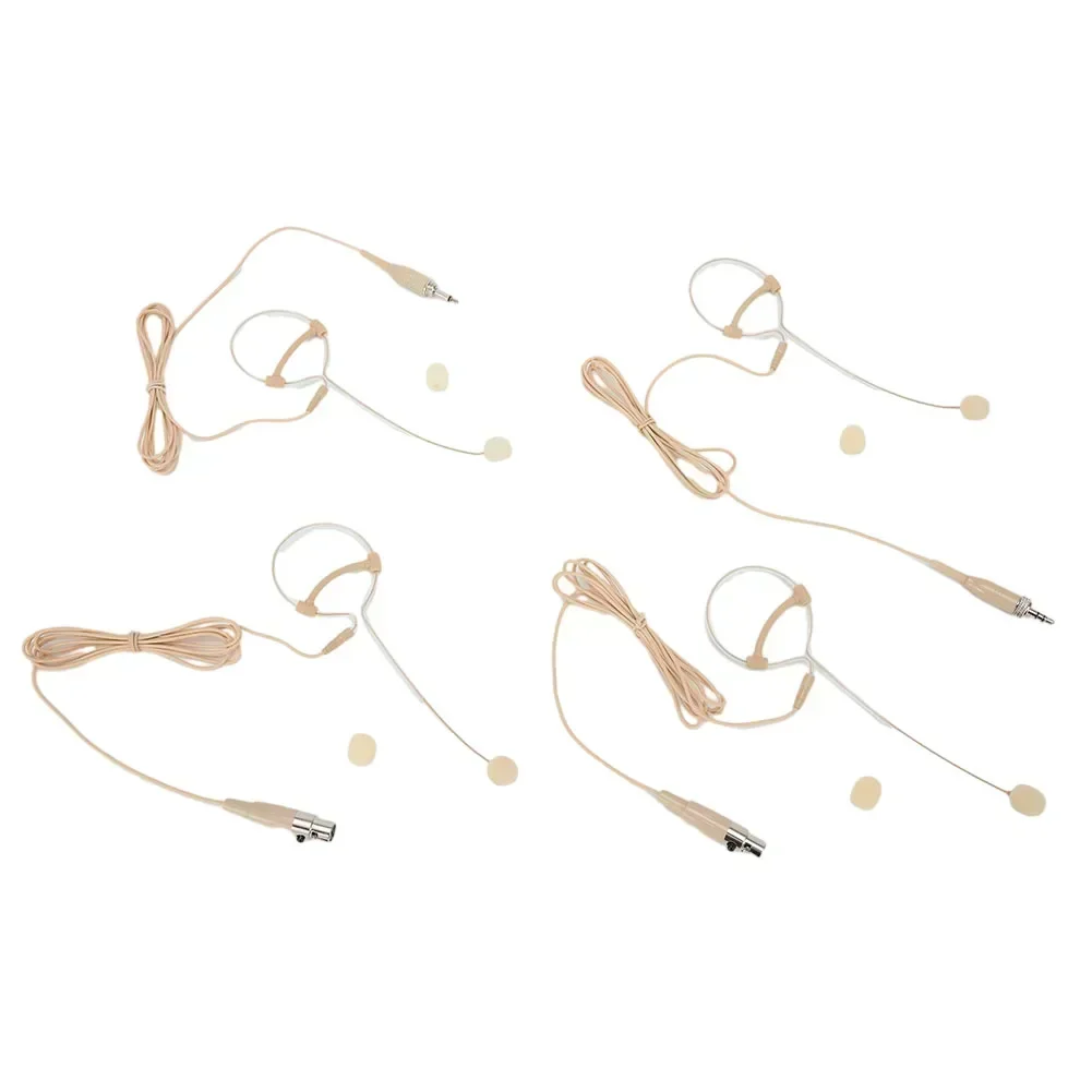 3.5mm Beige Single Earhook Headset Headworn Microphone 3 Pin 4 Pin XLR For Wireless Microphone Headset With Microphone Cover