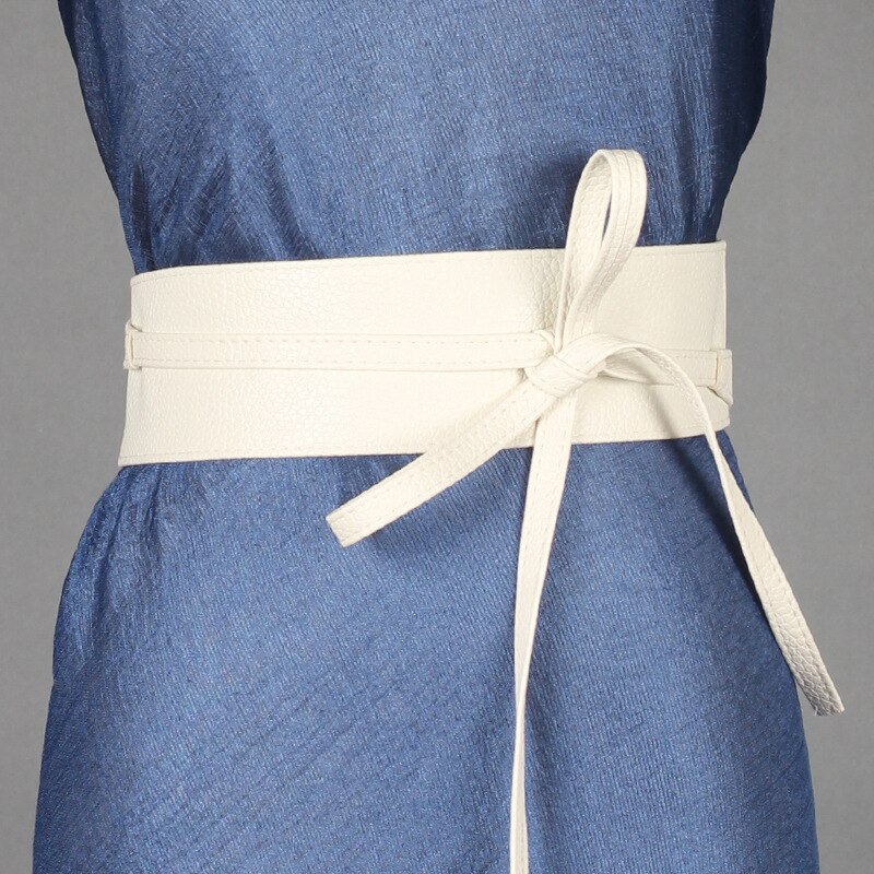 Bowknot casual bælte sort bredt korset bælte kvindelig slips bælte dame brudekjole bælte damer