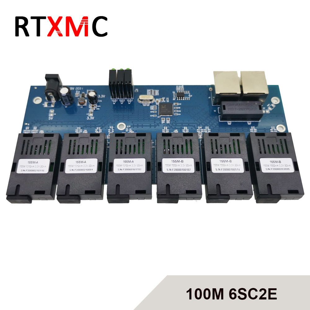 6F2E 10/100M Fast Ethernet Fiber Media Converter Switch Optische Adapter Box Ml350 Ar Condicionado Portátil Raspberry Pi fibre O