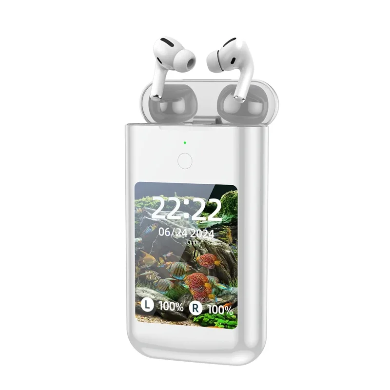 Bluetooth Wireless Headphones 8000mAh Charging Case In Ear Headset Power Bank With Mic 3 in 1 2.8-Inch Screen Touch Earphones: Red