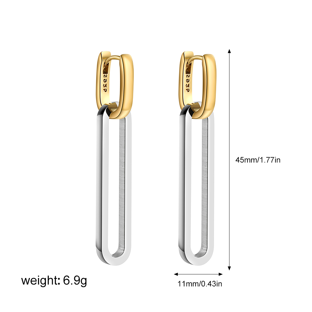 Boucles d'oreilles géométriques en acier inoxydable pour femmes, couleur or argent, bicouche, Texture métallique irrégulière, bijoux à la ,