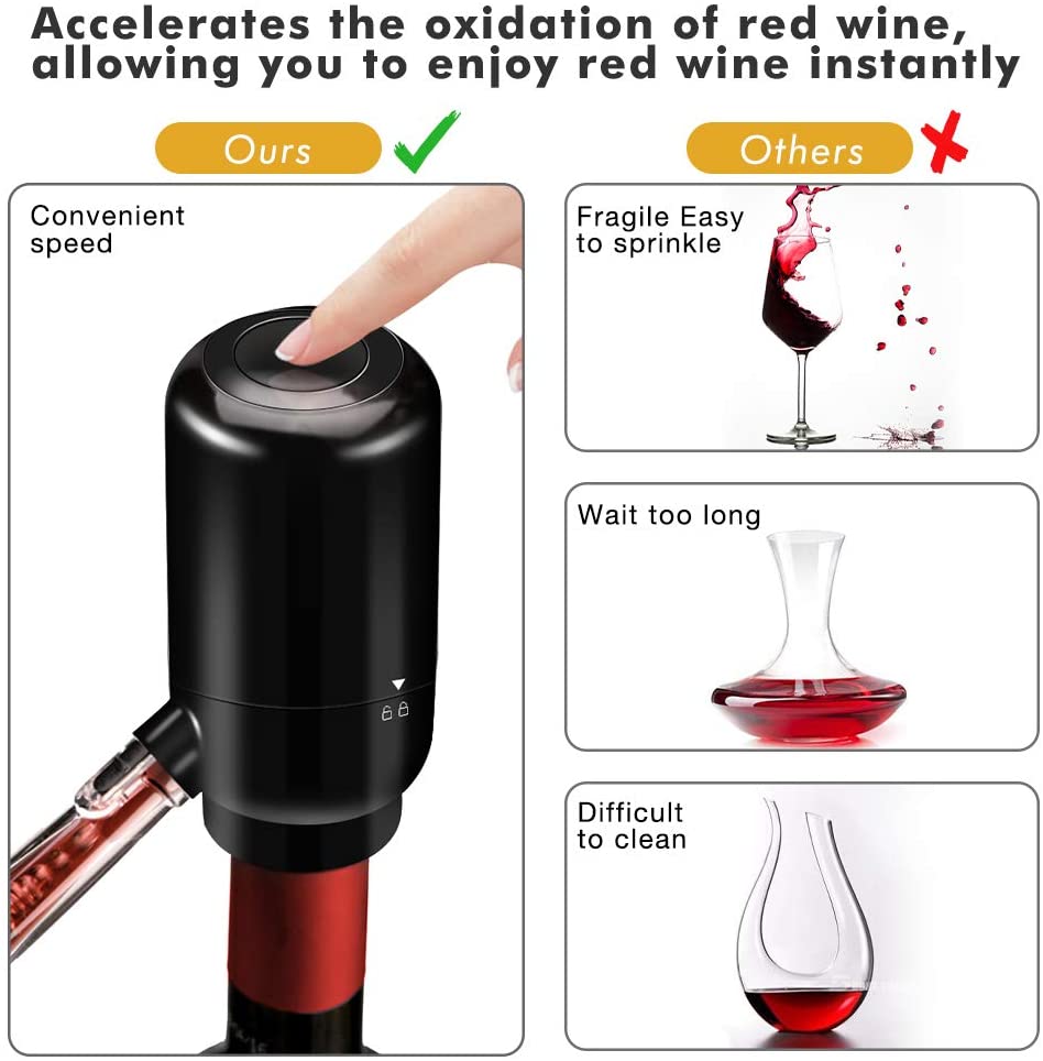 Electric Wine Aerator Decanter Automatic Wine Dispenser Quick Sobering Smart Wine Pump Pourer for Bar Kitchen Tools