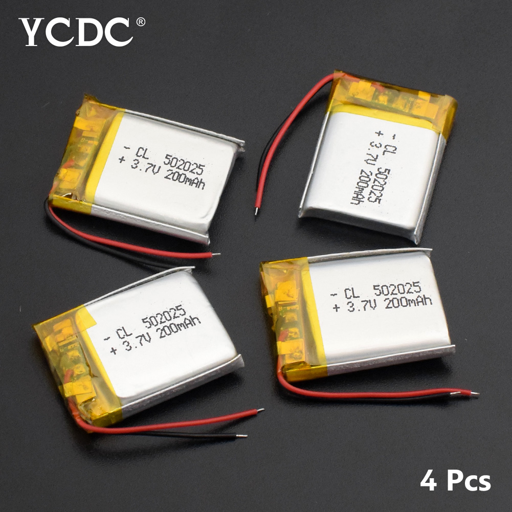 1/2/4 Uds chino 502025 3,7 v batería de iones de litio de 200 mah Li batería de polímero para portátil MP3 MP4 GPS controladores: 4Pcs