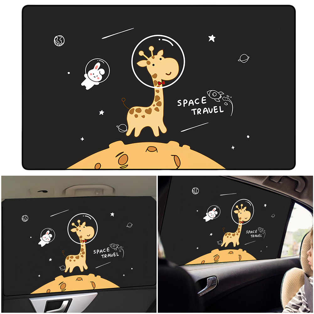Universele Auto Zonnescherm Cover Zijraam Zonnescherm Gordijn Cartoon Schattige Giraffe Magneet Parasol Auto Raam Gordijn Voor Kinderen Baby