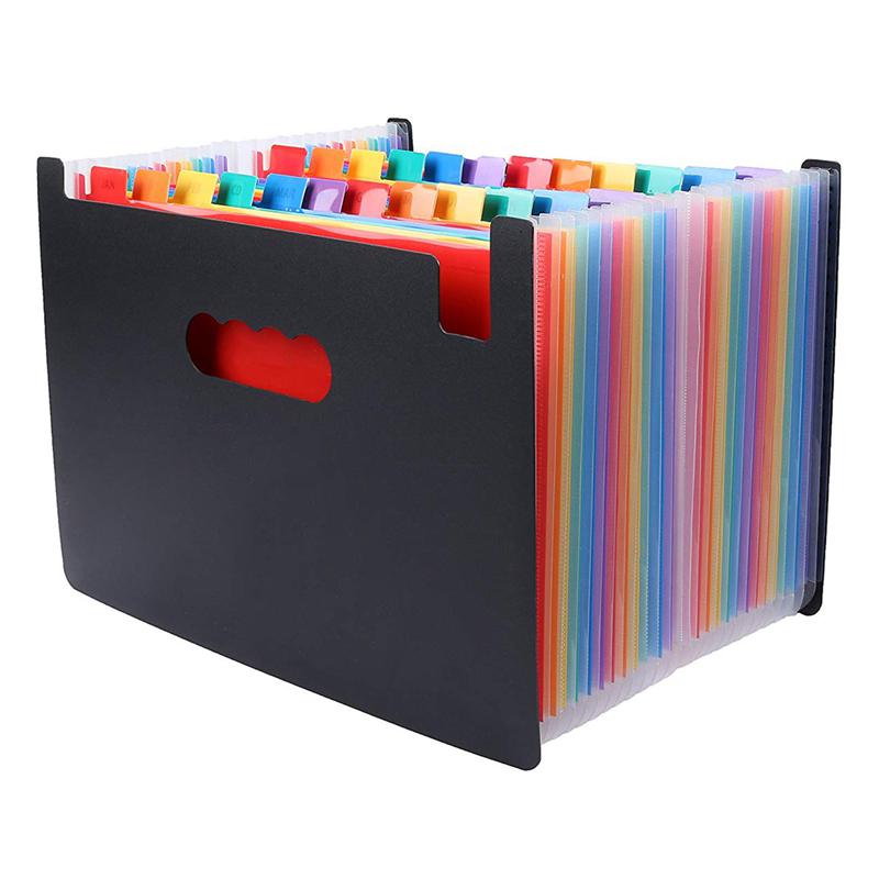 24 Pockets Expanding File Folder Large Space A4 Filing Folders Box File Business Home Office Document Accordion File Stor: Default Title