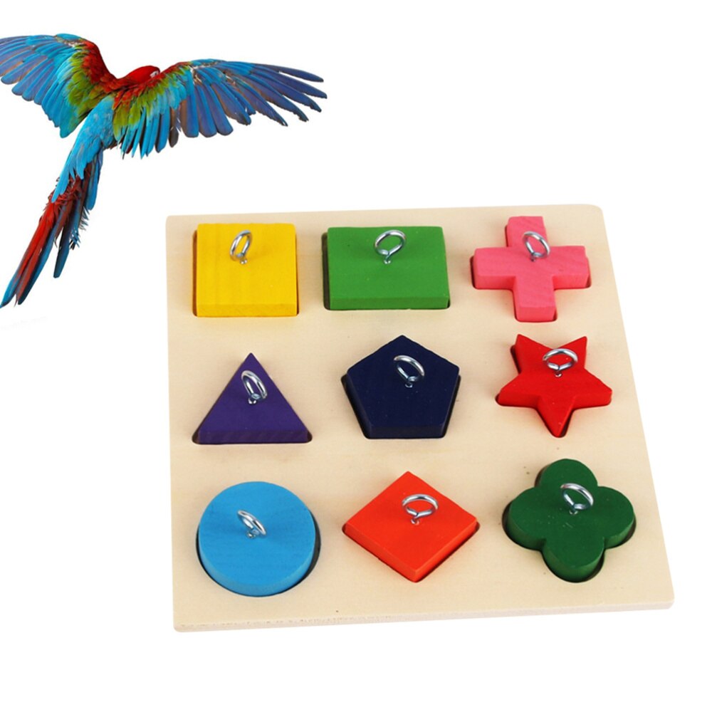 Interactive Colorful Block Toy Educational Bird Toy Funny Wood Block Parrot Playing Toy (Random Color)