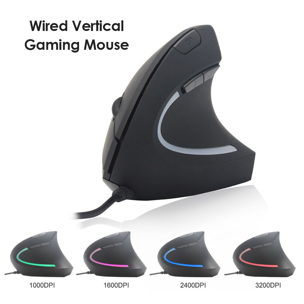 5 Buttons Programmable Optical Mice for PC Laptop Wired Vertical Ergonomic Gaming Mouse Computer Ergonomic Mice Silent