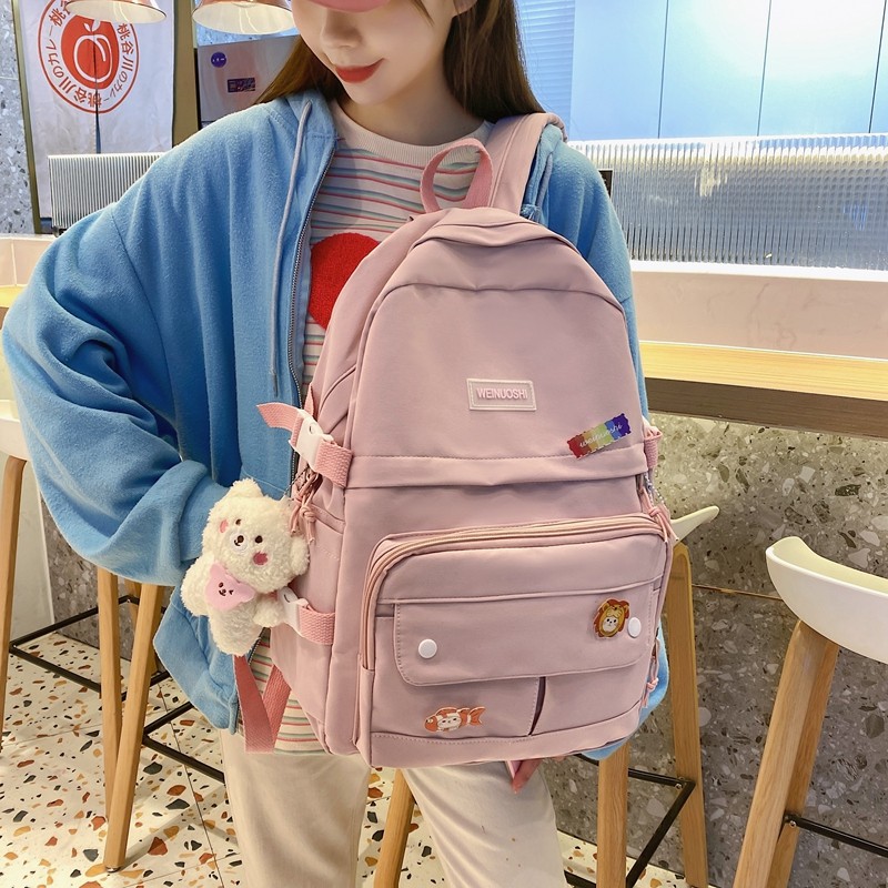 Einfarbiger damenrucksack aus Nylon, wasserdicht, freundlicher-schulrucksack, geräumiger, trendiger reiserucksack, mochila