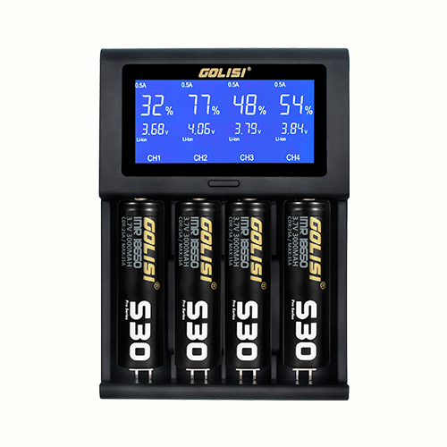 Golisi I4 ladegerät 2A schnelle Ladung Intelligente LCD Ladegerät schnell Ladung Für 18650 21700 26650 Li-Ion Ni-Mh Ni-CD AAA Batterie
