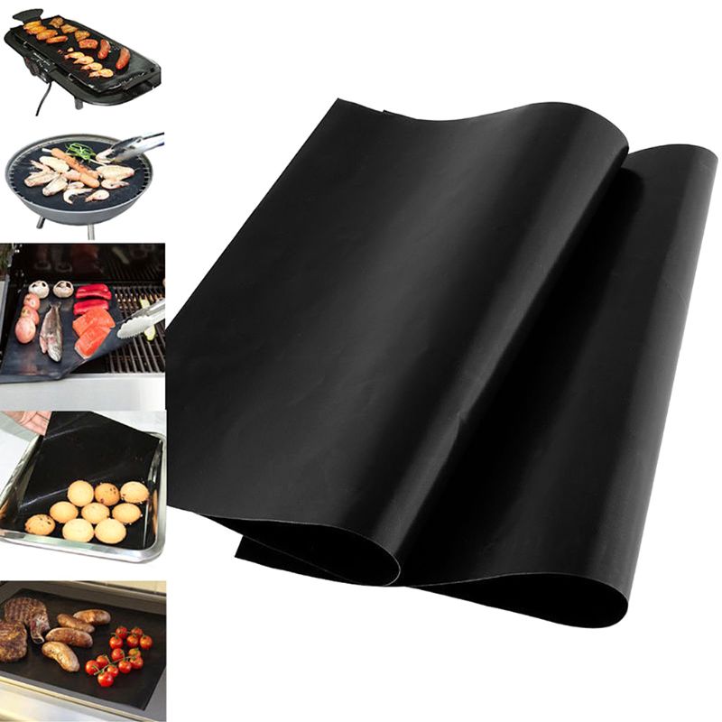 Återanvändbar non-stick bbq grillmatta pad bakplåt bärbar utomhus picknick värmebeständig matlagning grillugn verktyg 0.08mm tjock