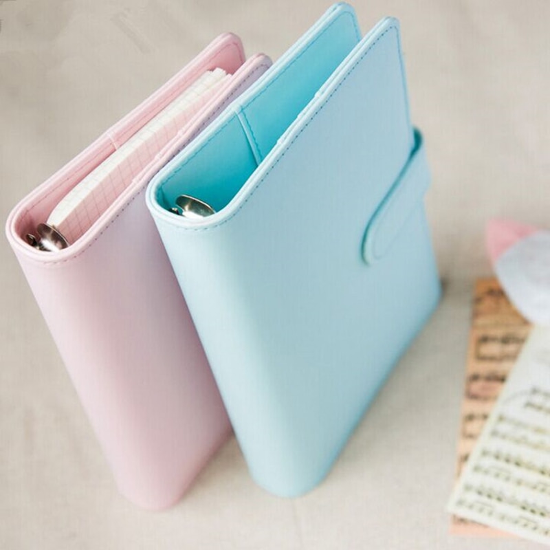 Cute A5/A6 Leather Notebook Cover Loose Leaf Refill Spiral Binder Kawaii Stationary Papelaria Planner Diary Replacement Cover