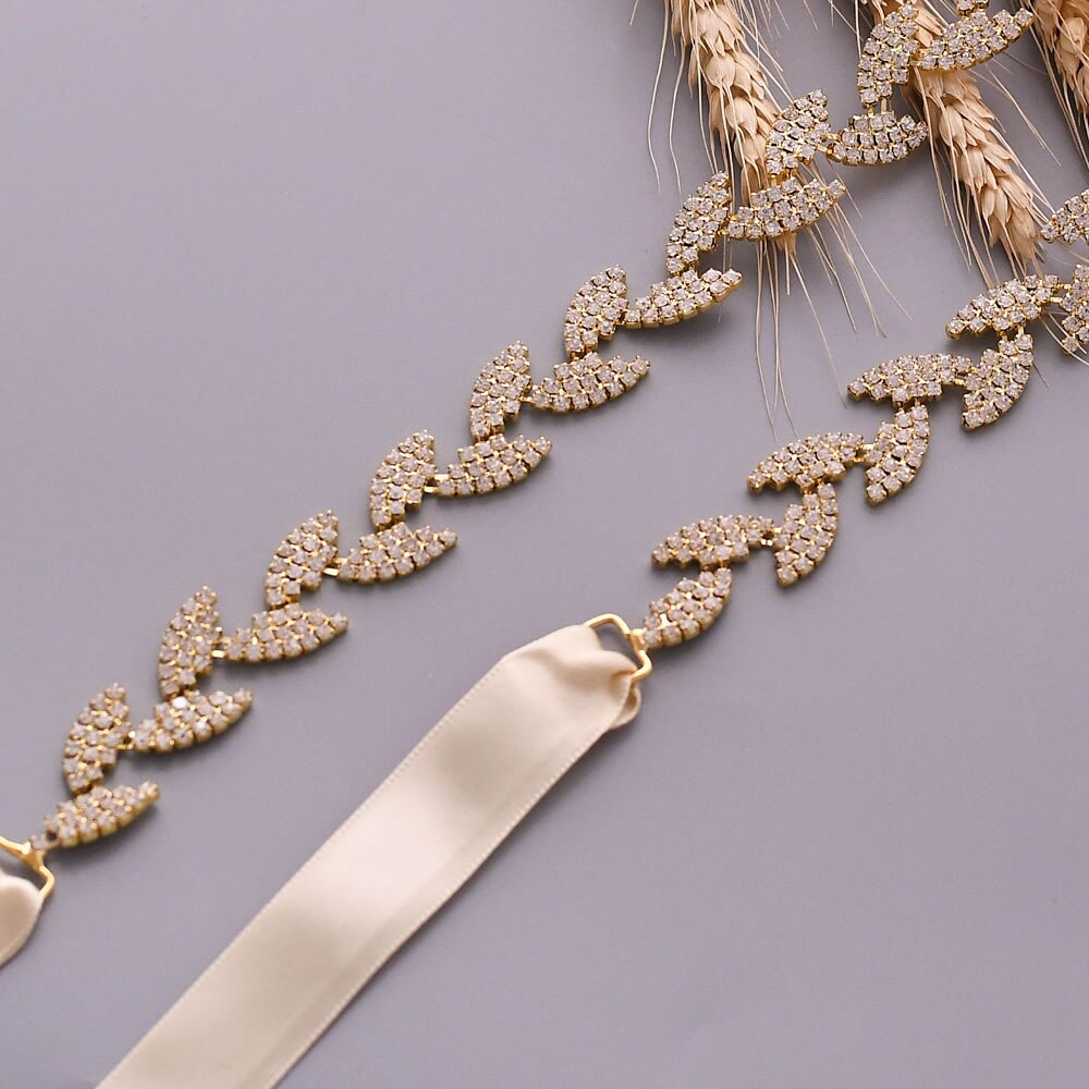 Birdal Sash Wedding Belt for bride Bridal sash Gold belt dress Accessories Bride Waistband Wedding Sashes Bridal Belts