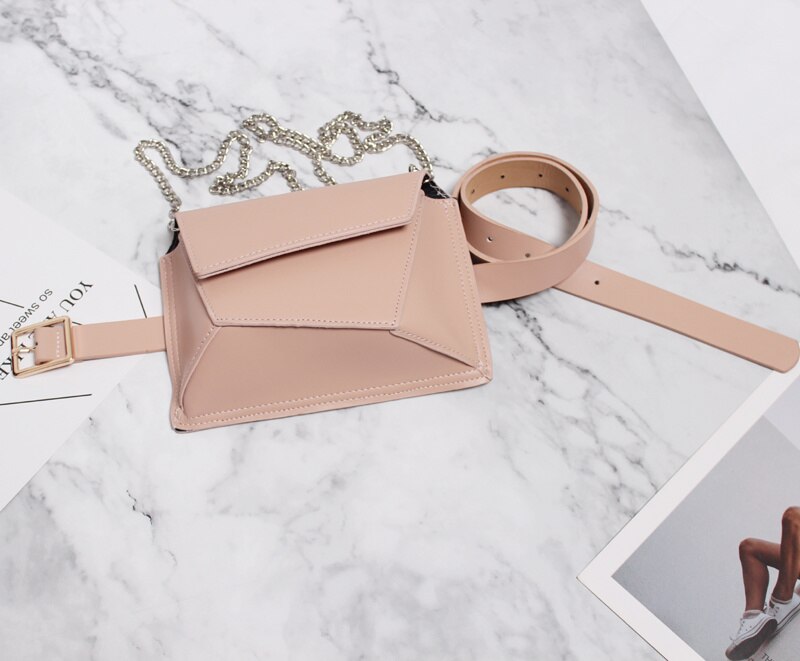 [eam] bauchtasche aus pu-leder mit einsätzen, damen-charakter, lässig, vielseitig kombinierbar, crossbody, frühling/sommer, Trend 18 a 5852: Rosa
