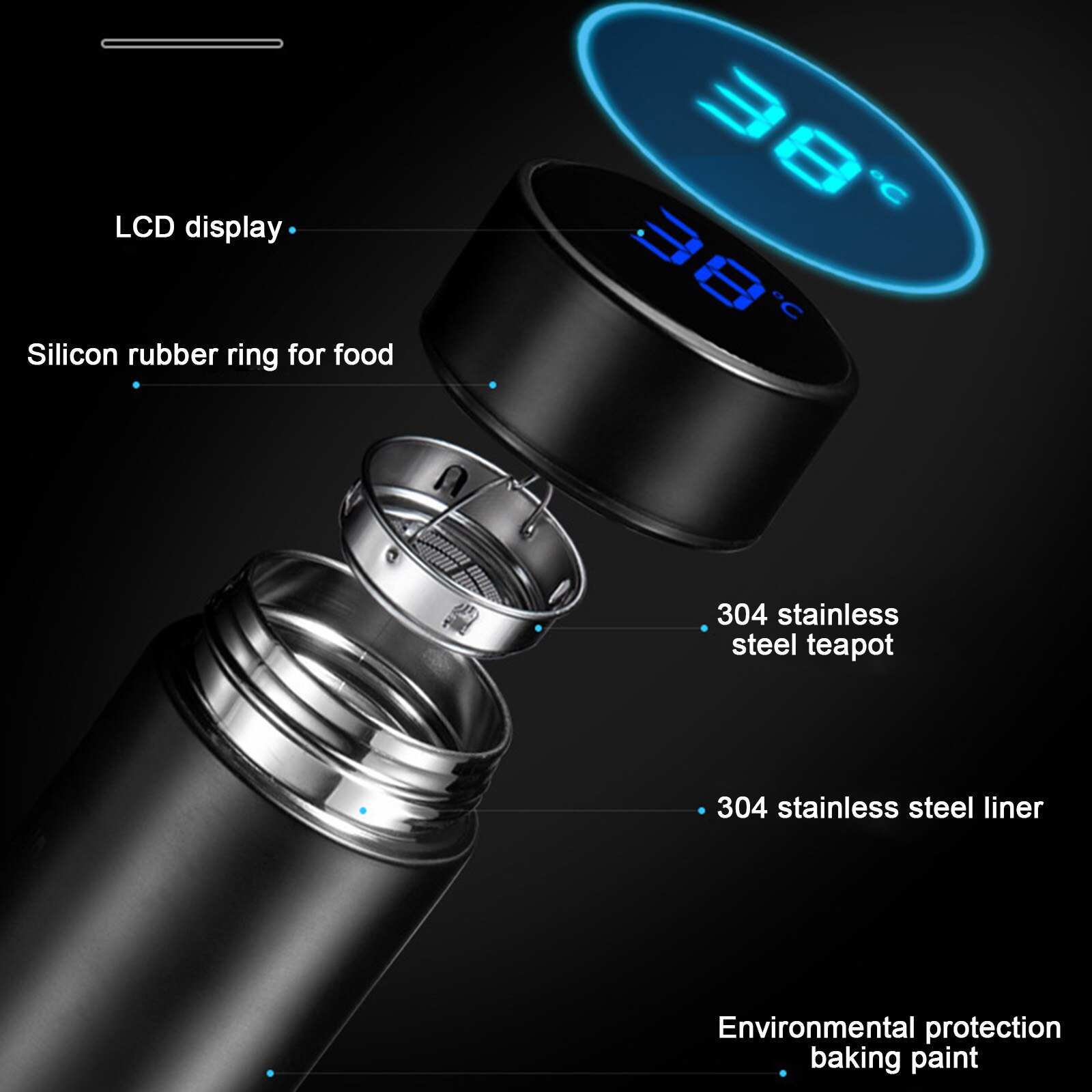 Bottle Waterproof LED Touch Screen Real-Time Water Temperature Display Water Bottle XR