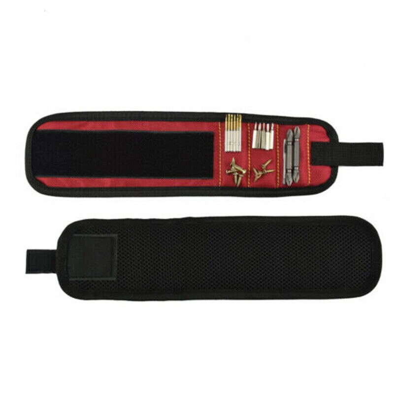 Multifunction Portable Folding Magnetic Wristband Toolkit Belt Screw Scissor Holder Tool Storage Wrist Bracelet: Red