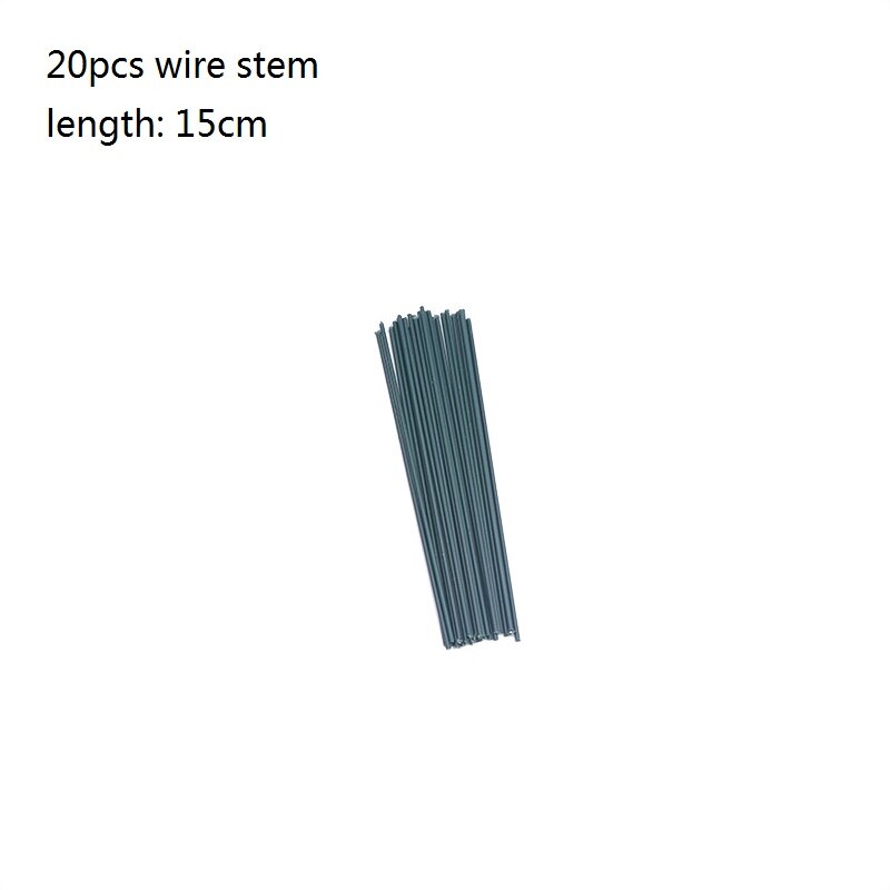 20 pçs 15/25/40cm diy haste de fio floral flor artificial haste verde material feito à mão accessoies para o ofício da arte da decoração do casamento: 15cm