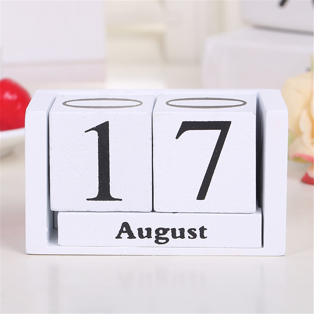 1pc vintage trä advent bord skrivbord kalender trä block planer permanent skrivbord arrangör agenda evig kalender heminredning