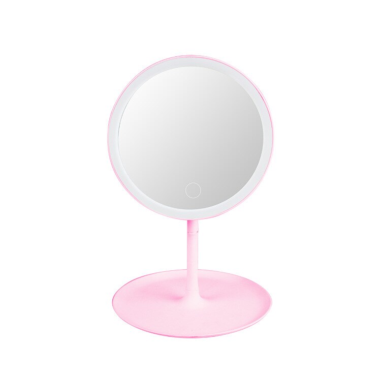 Led Makeup Mirror Standing Mirror Touch Screen Vanity Mirror Backlit Adjustable Desk Cosmetic Mirrors Dressing Table Mirror: PinkPlug-3