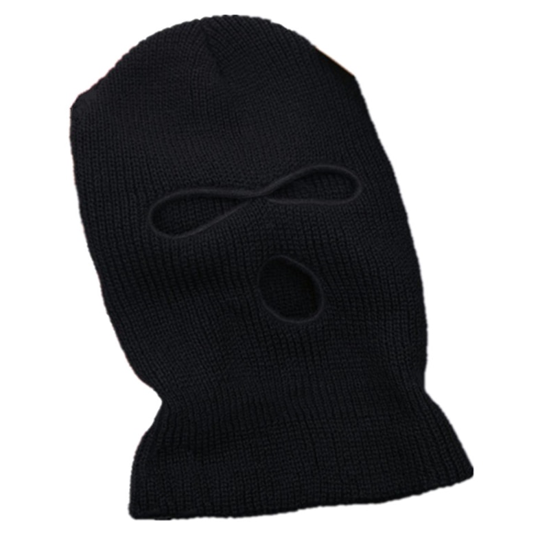 Máscara de cobertura de la cara completa para invierno, gorro de pasamontañas de 3 agujeros, gorro de invierno tejido elástico para nieve, gorro, , negro, cálido