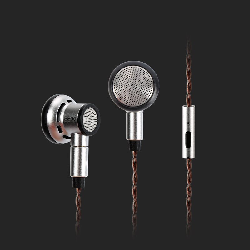 Jcally  ep05 flat head earbuds 16mm drivers high resolution pet biofilm 5n high purity ofc headphones with mmcx interchangeable cables: Brown cable with mic
