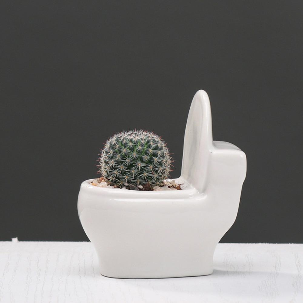 Plant pot Drainage Toilet shape Flower Pot Perforated White Cactus Flower Pot balcony decorations TDH
