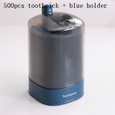 Bamboo toothpicks automatic pressing toothpick box bulk tooth picks hygiene teeth cure cleaning dent disposable toothpicks: holder blue