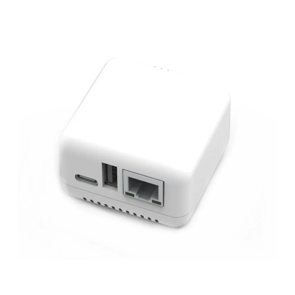Draadloze Printserver - 2 Poorts USB Type-C - WiFi Netwerkadapter voor USB Printers - Compatibel met Windows, iOS, Android: Zilver
