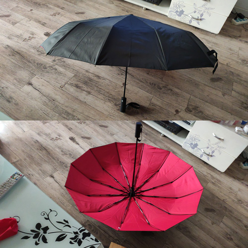 Paraguas de negocios agrandados para hombre y mujer, Parasol completamente automático con 12 varillas, Paraguas Plegable para hombres, Paraguas grande Plegable para hombre