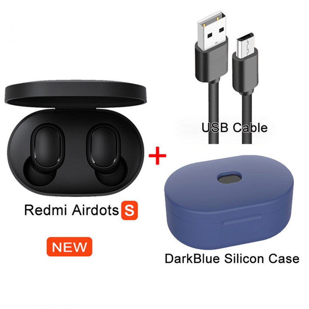 Xiaomi-auriculares Redmi AirDots S TWS Bluetooth 5,0, reducción de ruido con micrófono y auriculares inalámbricos, auriculares con Control ia: USB and Blue Case