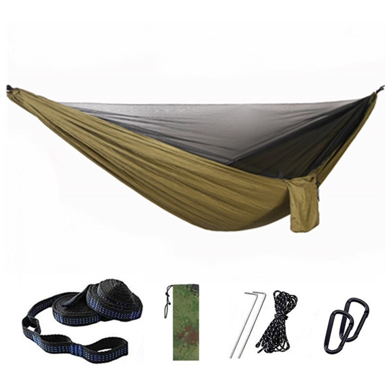Hamac Anti-moustique à ouverture rapide automatique, 290x140cm, hamac simple Double avec moustiquaire, hamac de loisirs d&#39;extérieur: Army Green